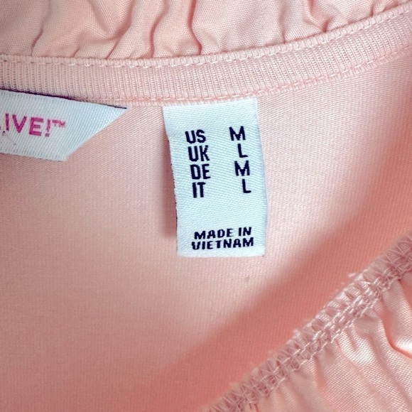 Isaac Mizarahi Ruffle v neck half placket cotton modal pink top size M - Picture 5 of 8